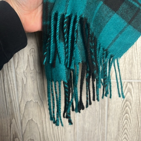 Christian Dior Monsieur Scarf Green Plaid Print Raw Edges Vintage - Picture 2 of 6